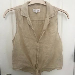 Revolve - LINEN Sleeveless Tie Front Top in Safari Khaki by Bella Dahl (XS)